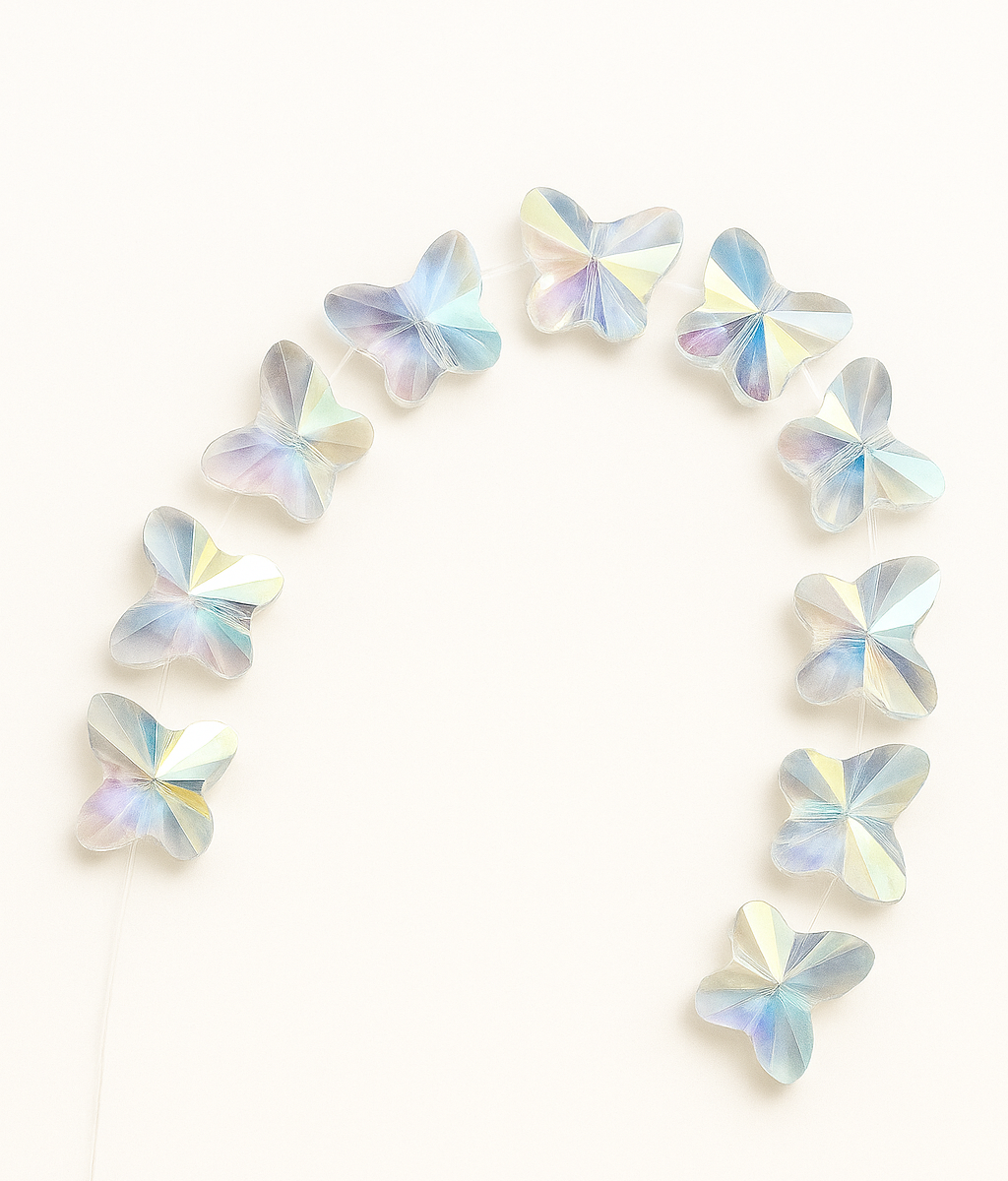 Clear Butterfly Crystal Beads (10mm, 60 pcs)